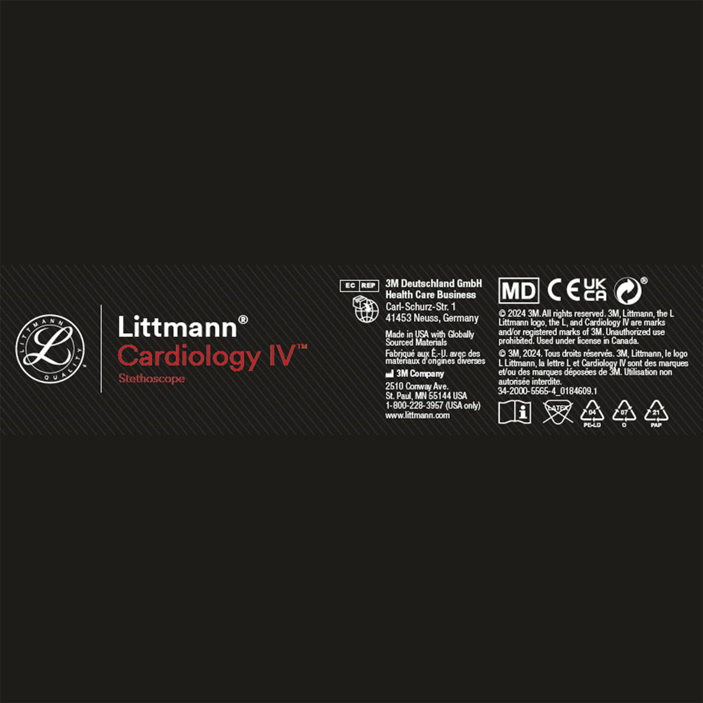 3M Littmann Cardiology IV Diagnostic Stethoscope, 6190, More Than 2X as Loud, Weighs Less, Stainless Steel Champagne-Finish Chestpiece and Stem, 27" Caribbean Blue Tube, Black Headset