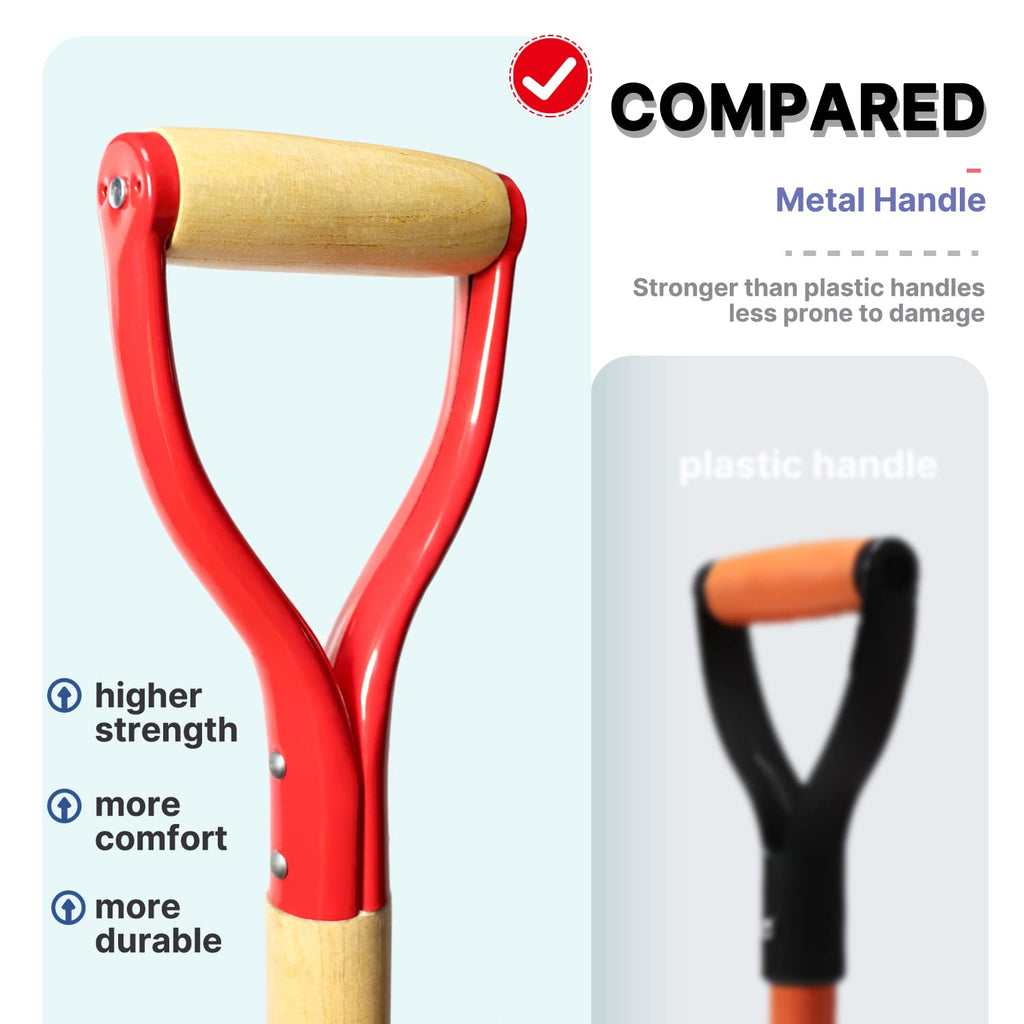 VNIMTI Garden Fork,4-Tine Spading Fork,Compost Fork,Steel Digging Fork,45Inch,Steel Y-Grip,Wooden Handle