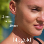14k Real Gold Thin Hoop Earrings | Hoops Gold Hoop Earrings for Women Tiny Dainty 14 Karat Small Earring Hoops Mini Hugging Petite 14 Carat Wire Endless Skinny Earings Aretes Argollas Huggies Jewelry | Handmade in FL (12 mm, 14k yellow gold)