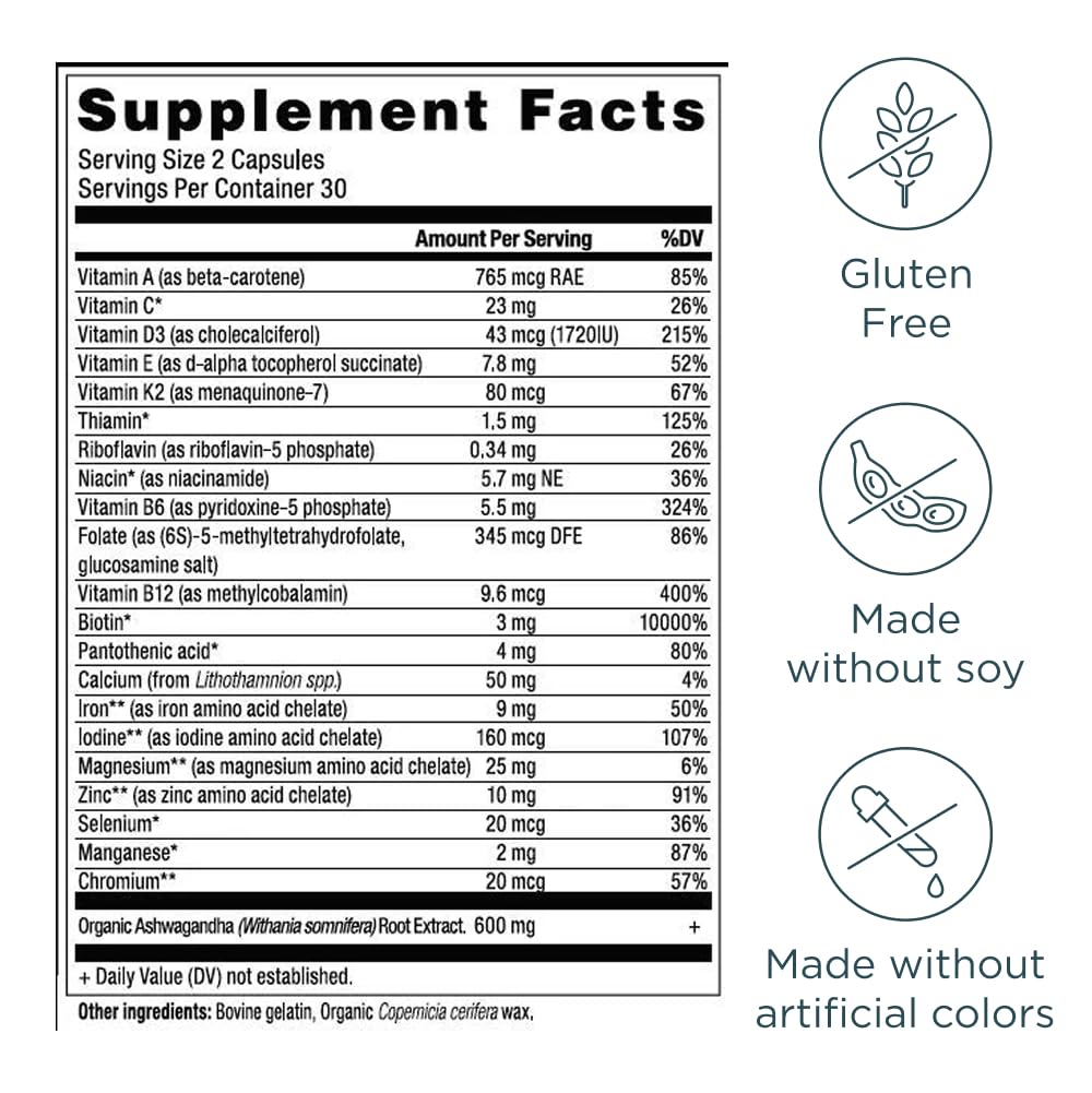 Ancient Nutrition Women’s 50+ Multivitamin with Ashwagandha – Menopause Support for Hot Flashes, Sleep, Mood, Energy & Hormonal Balance – 21 Vitamins & Minerals – 30 Servings