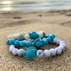 Fahlo Sea Turtle Tracking Bracelet, Sky Stone