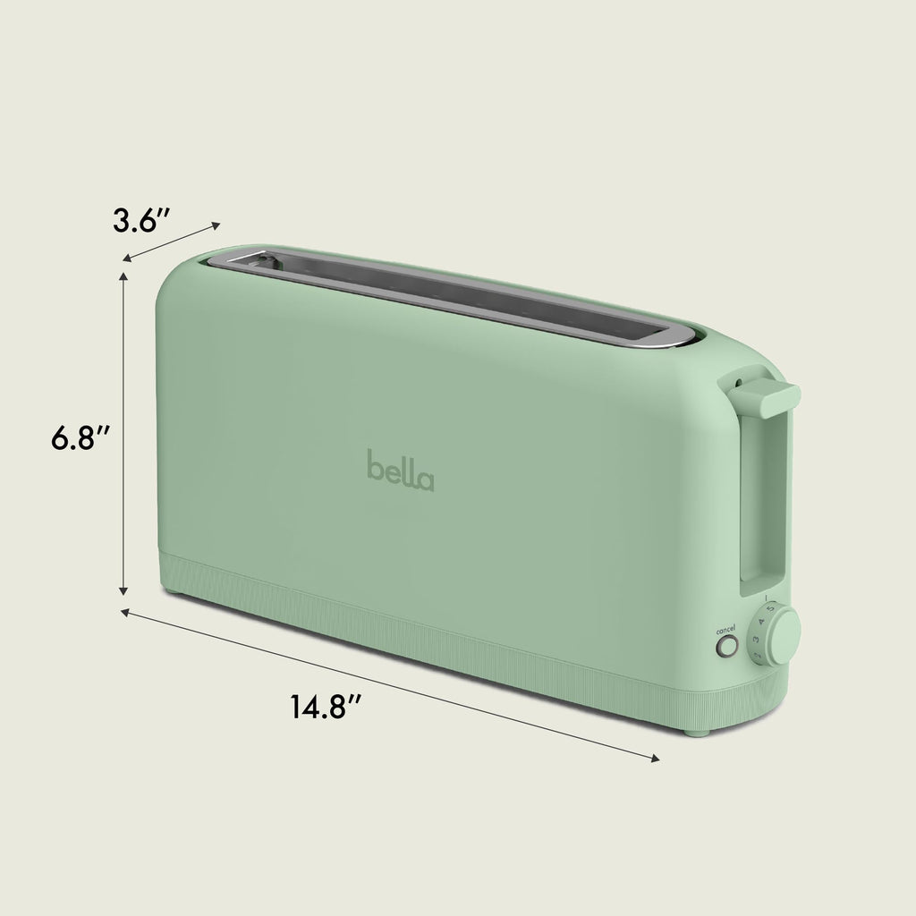 bella Fits-Anywhere™ 2-Slice Slim Toaster, Long Slot & Extra Wide, Seaglass