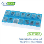 EZY DOSE Weekly (7-Day) AM/PM Daily Pill Case, Medicine Planner, Vitamin Organizer, Fish Oil Holder, Supplements Container, Medium Compartments, 2 Times a Day, Color May Vary, BPA Free (Pack of 3)