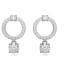 Swarovski Attract Circle Pierced Earrings with Circle Cut Crystals and matching Pavé on a Rhodium Plated Post with Butterfly Back Closure