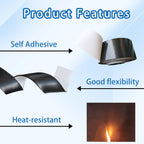 Black Adhesive Rubber Strip, 1/8 (.125)" Thick X 2" Wide X 10'Long, Solid Rubber Roll with Self Adhesive for Anti-Slip, Anti-Vibration, DIY Gaskets, Crafts, Sealing, Supports, Protection