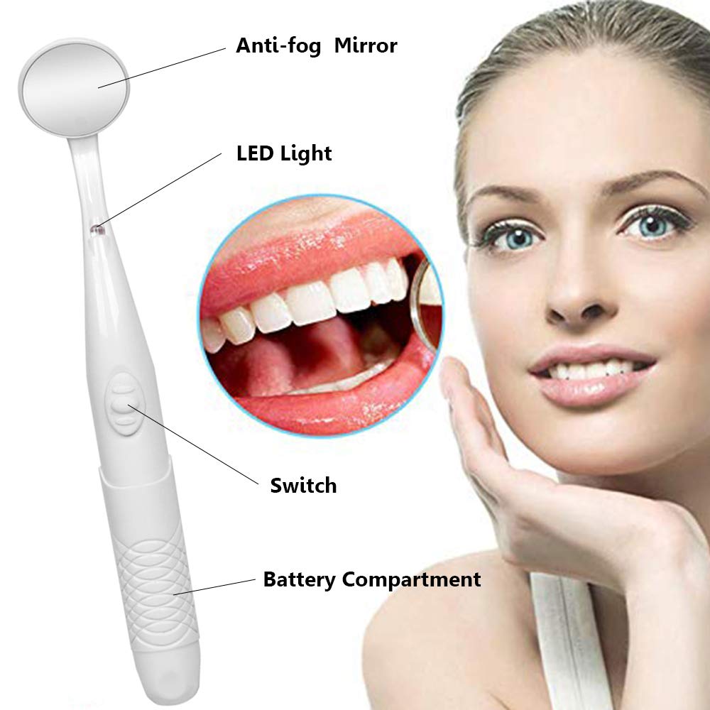 ffresiss Dental Mirror with Light,Teeth Inspection LED Anti-Fog Mouth Mirror,Dentist Oral Care Tool