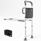 HOMEAL Bed Rails for Elderly Adults Safety - Adjustable Bed Assist Rails for Seniors, Adult Bed Guard Rail with Non-Slip Ergonomic Handle,Storage Pocket & Fixing Strap, 350 Tested(Grey, Without Light)