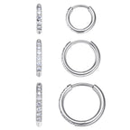 VOJO Moissanite Titanium Huggie Hoop Earrings for Women (White Gold)
