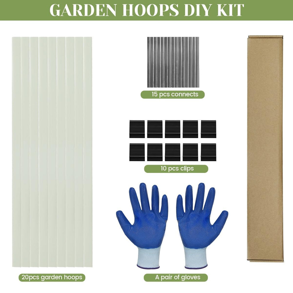 Sunwuk Greenhouse Hoops 20pcs, Garden Hoops for 1-3.5ft Wide Raised Bed, 5 Sets of 5.6ft Long Super Bendable Fiberglass Support Frame, Small Garden Tunnel for Row Cover (S Size)