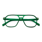 FEISEDY Retro Aviator Reading Glasses Square Readers with Spring Hinge Blue Light Reading Glass for Women Men B0068 Green 1.5x
