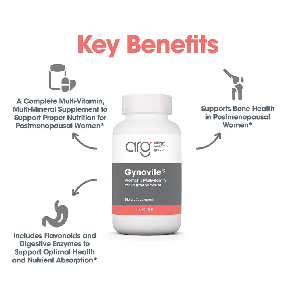 Optimox Gynovite Plus - Women’s Multivitamin & Multimineral Supplement - Postmenopausal Support with Magnesium, Vitamin D3, Biotin & Digestive Enzymes - 30 Servings - 180 Count