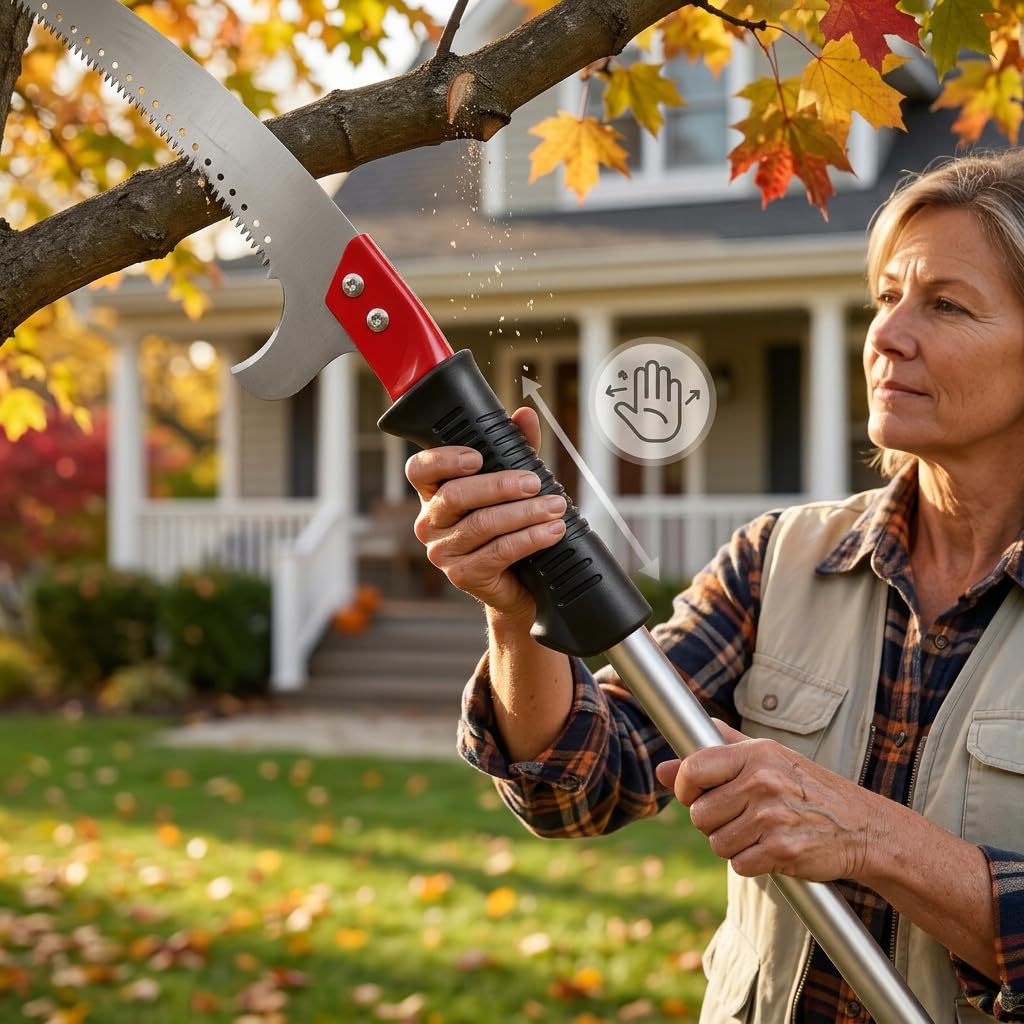RISETEX Pole Saws for Tree Trimming 11.8 FT, Manual Pruning Saw