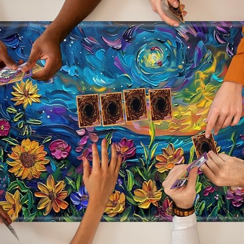 Playmats for Magic: The Gathering MTG Card Game Mat Plus 50 Pcs Card Sleeves, 24 x 14 inch TCG Mat with Stitched Edge for Commander Deck Duskmourn Board Game, Vibrant Wildflowers