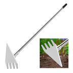 BARAYSTUS Hoe Garden Tool, 2-in-1 Garden Hoe & Weed Rake, 29.5"-57.7" Adjustable Long Handle, Stainless Steel Cultivator for Weeding, Digging, Loosening Soil, Planting & Root Removal