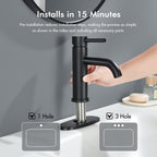 WINKEAR Black Bathroom Faucet, Single Hole Bathroom Faucet Stainless Steel