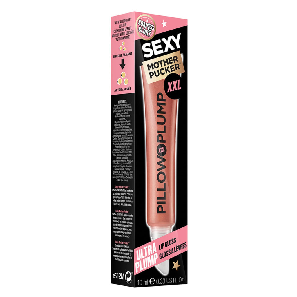 Soap & Glory SMP XXL Pillow Plump Lip Gloss - Hydrating, Plumping Lip Gloss for Full, Volumized Lips - Lip Plumper with a Chocolate Orange Scent & Vegan Formula - Nude In Town (10ml) (Pack of 2)