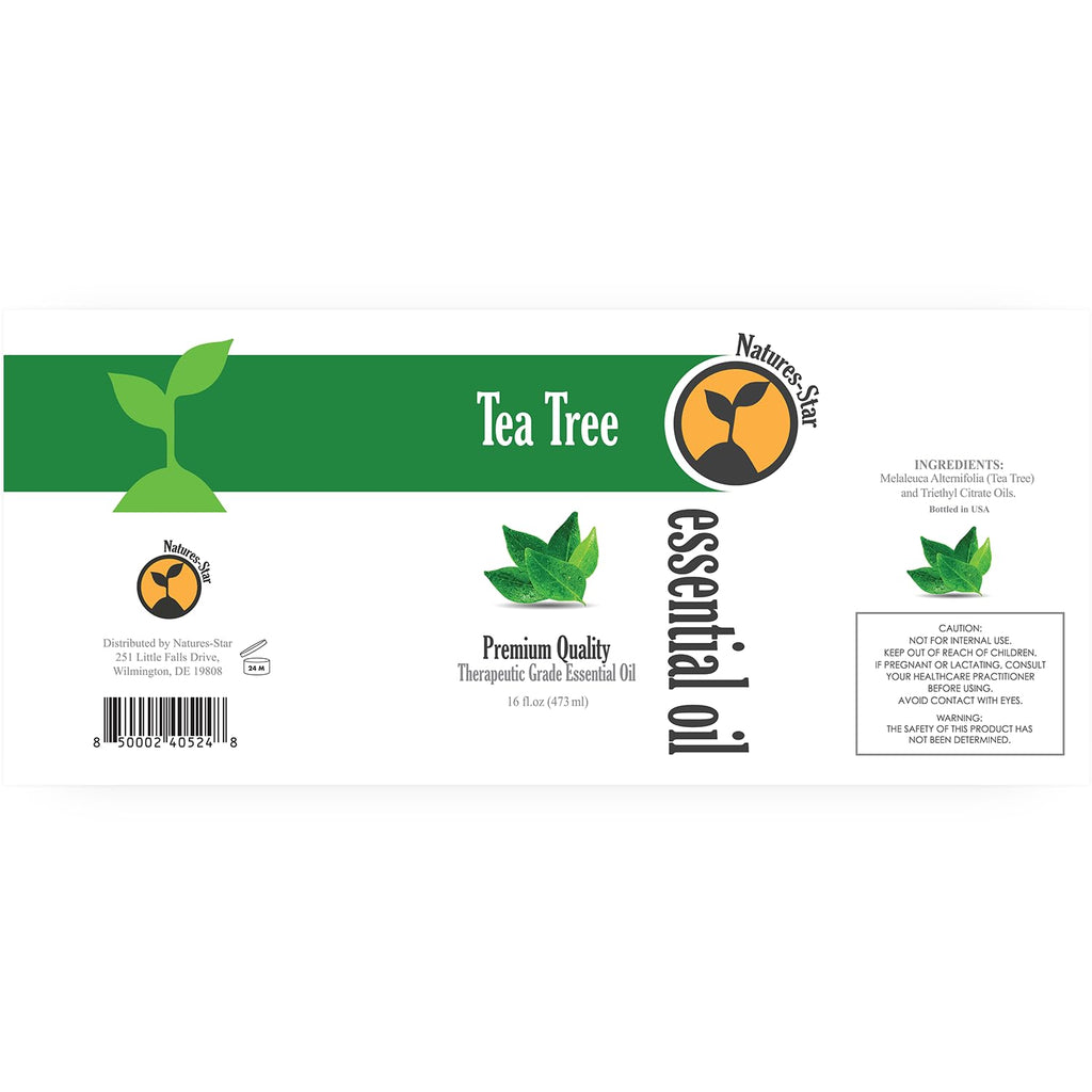 Natures-Star 2 Pack 16oz Bulk Size Tea Tree Essential Oil - (32 Ounce Total) - Therapeutic Grade Essential Oil - 16 Fl Oz Tea Tree Oil Bottles - Bulk Tea Tree Oil - Bulk Essential Oils