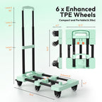 Voipvvii Folding Hand Truck 500lbs, Portable Heavy Duty Dolly Cart, 6 Wheels Collapsible Luggage Cart with 2 Elastic Ropes - Compact Trolley Cart for Easy Moving - Ideal Hand Cart for Travel and More