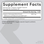 Sports Research® Ashwagandha w/Organic KSM-66® – 600 mg – Adaptogen for Relaxation, Calm & Sleep Support – USDA Organic · Non-GMO ­· Vegan Certified – 90 Veggie Capsules