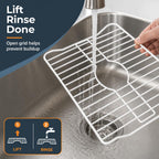 Better Houseware Sink Protectors for Kitchen Sink, Protective Metal Grid, 16x12.3x1 inches, White Kitchen Sink Mat to Shield Sink Base from Scratches, Rust-Resistant Coating, M