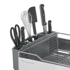 KitchenAid Large Capacity Full Size Rust Resistant Dish Rack with Angled Drain Board and Removable Flatware Caddy, Light Grey