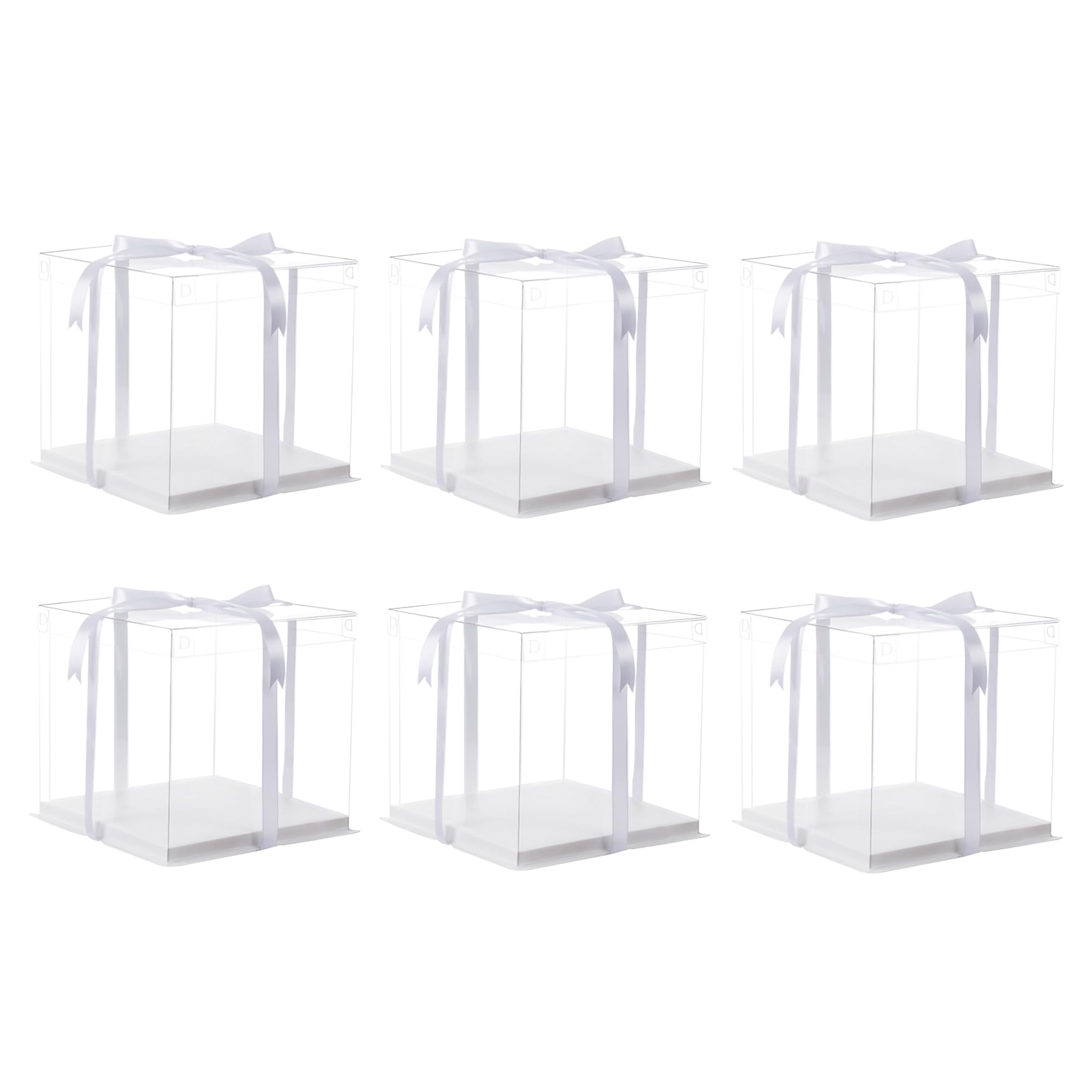 XININSUN 14x14x12inch clear cake box with ribbon,12inch14inch tall cake boxes for tiered cakes,layer cake carrier,disposable cake containers for wedding birthday party and gift display-White
