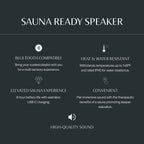 Almost Heaven Bluetooth Sauna Speaker, Portable Waterproof Speakers with Heat Resistance, Designed for Wet & Dry Saunas, Wireless Bluetooth Speaker with USBC Charging, Indoor & Outdoor Saunas (Black)