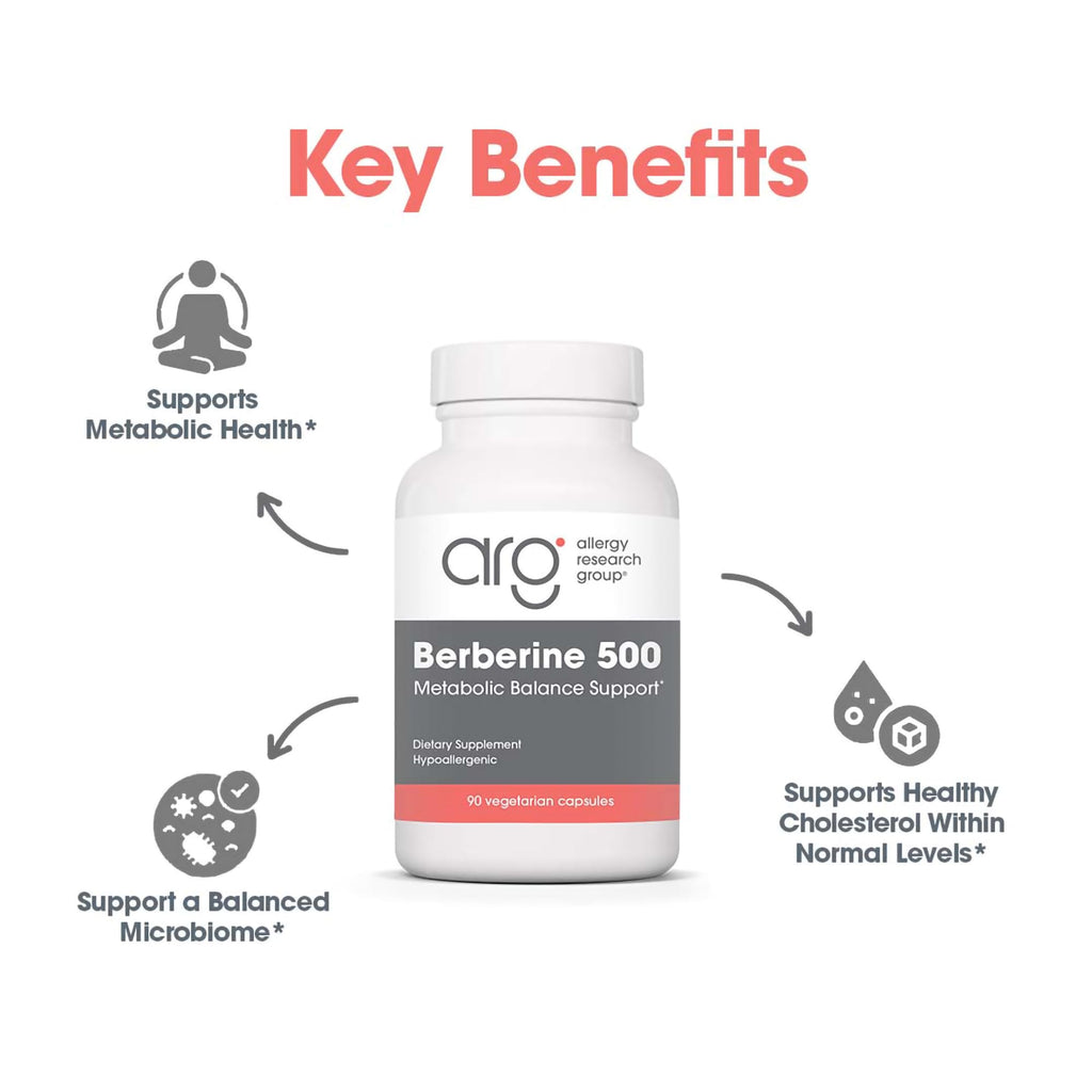 ARG Berberine 500 - 500 mg Berberine HCl - Metabolic & Blood Glucose Support - AMPK Activation Formula - Non-GMO Botanical Extract - 90 Servings - 90 Capsules