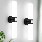 Wall Sconces Set of Two, Matte Black Bathroom Sconces Wall Lighting with Milky White Glass, Hardwired Modern Sconces Wall Decor Set of 2 Bathroom Light Fixtures for Mirror Living Room Hallway Bedroom