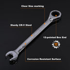 Egofine Ratcheting Wrench Set, 6 mm - 24 mm Metric Wrench Set 18pc, 72 Teeth Combination Wrenches Set, Chrome Vanadium Steel with a Roll Up Storage Bag