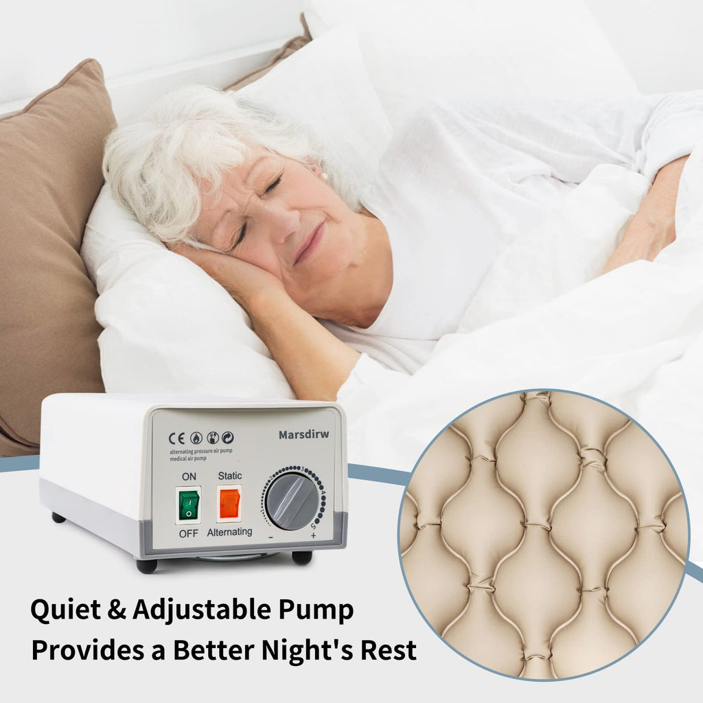 Alternating Air Pressure Mattress Pad for Hospital & Home Use - Relief for Bed Sores, Ulcers - Inflatable Comfort for Bedridden or Limited Mobility Patie - Grey