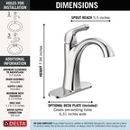 Delta Arvo Chrome Bathroom Faucet 1 Hole, Single Hole Bathroom Sink Faucet for Vanity, Push-Pop Drain Assembly, Chrome 15840LF