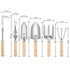 DWFKHT Weed Puller Tool, 6 Piece Stainless Steel Heavy Duty Weeding Tool, Weed Puller, Crack Weeder Tool, Weed Remover Tool with Ergonomic Wooden Handle, Gardening Gifts for Women