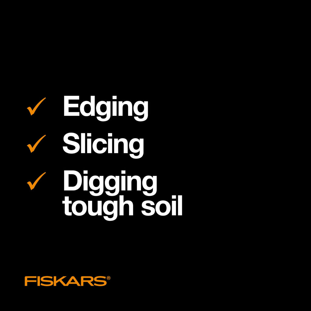 Fiskars 47" Spade Garden Shovel, Steel Flat Spade with Ergonomic D-Handle, Sharp Blade Square Shovel for Lawn Edging, Digging, Heavy Duty Yard Tool, Easy Cuts in Grass and Turf