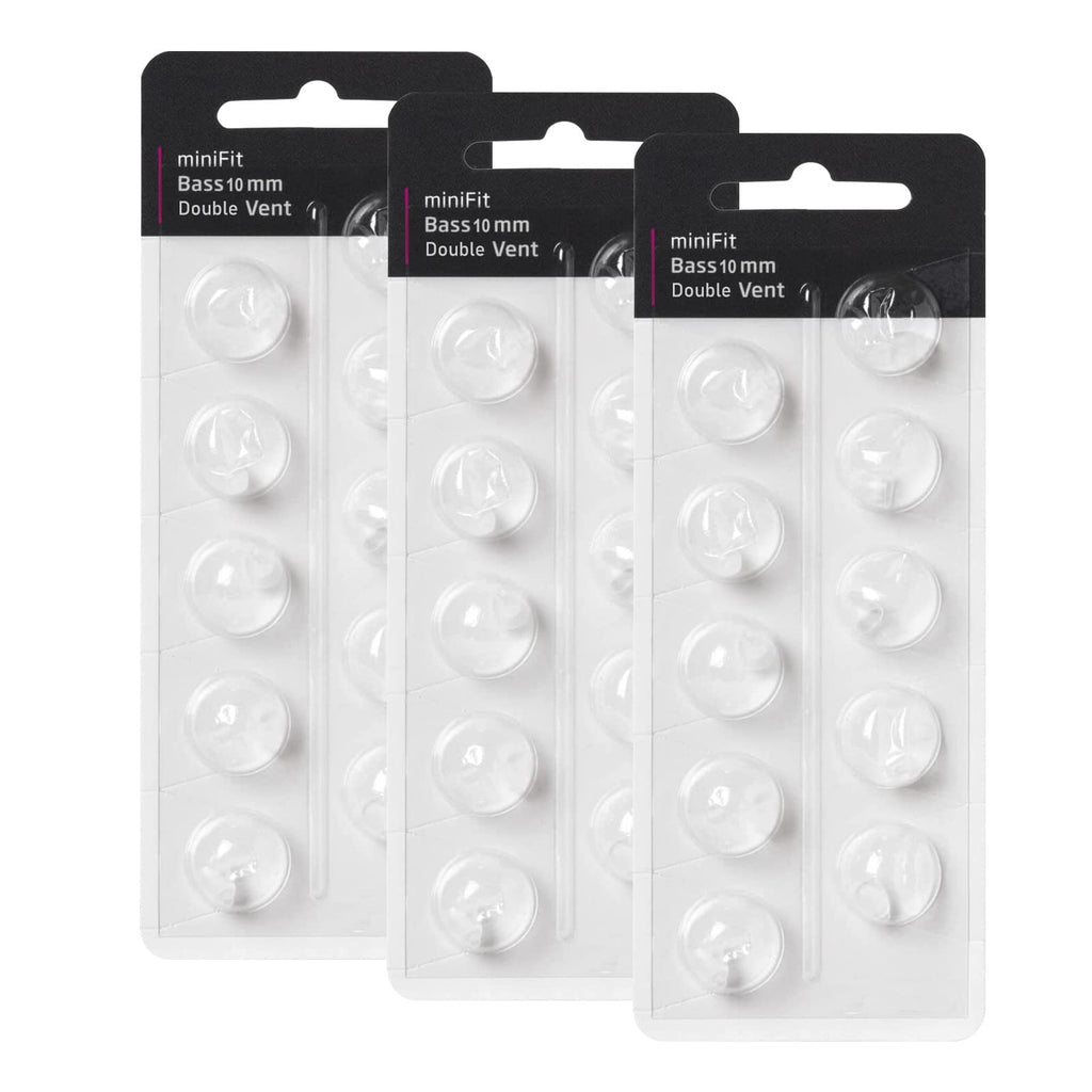 Hearing Aid Domes for Oticon MiniFit Double Vent Bass Domes: 3 Packs (10mm), Universal Domes for Oticon Hearing Aid Supplies