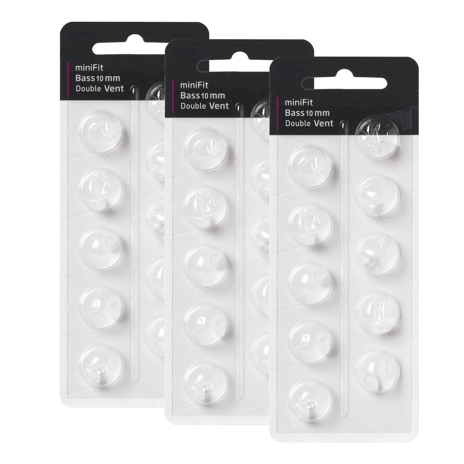 Hearing Aid Domes for Oticon MiniFit Double Vent Bass Domes: 3 Packs (10mm), Universal Domes for Oticon Hearing Aid Supplies