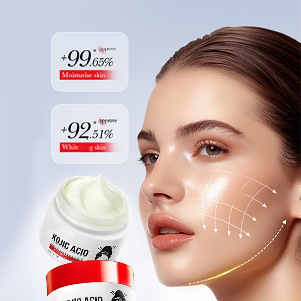 Kojic Acid Cream, Face and Body Gel, Dark Spots, Melasma, Natural Ingredients, Moisturizing and Mild Effect (2pcs acido kojico)