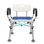 Shower Chair for Inside Shower 500lbs - Bariatric Shower Seat with Arms & Back, 6 Height Adjustment & Reinforced Crossbars for Elderly/Disabled Adults, Blue