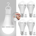Neporal 4 Pack Emergency-Rechargeable-Light-Bulb, Stay Lights Up When Power Failure, 1500mAh 15W 80W Equivalent LED Light Bulbs for Home, Camping, Tent (E27, with Hook) (Daylight)