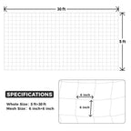 3 Packs 5 x 30ft Kikhope Plant Trellis Netting, Heavy-Duty Polyester Grow Net, Garden Trellis Netting with Square Mesh for Climbing Plants, Vegetables, Fruits, and Flowers, White