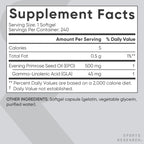 Sports Research Evening Primrose Supplement from Cold Pressed Oil - Softgels for Women’s Health & Skin Health - Gluten Free & Non-GMO GLA - Primrose Oil 500mg, 240 Count