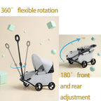 Luxury Pet Stroller, Gray, Foldable Design with Adjustable Canopy,Small Dog Wagon, for Small Dogs and Cats, with Extended Handle