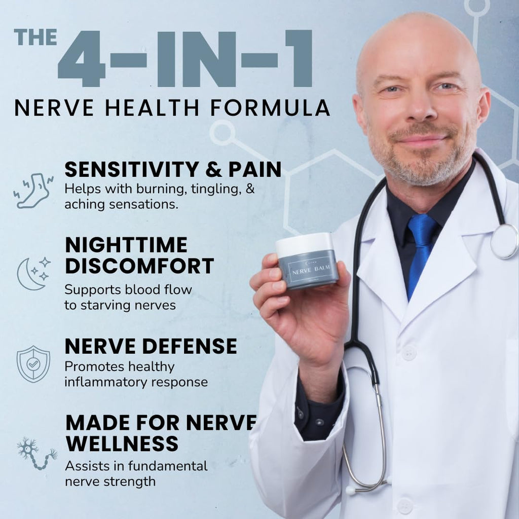 Lune Nerve Balm – Neuropathy Cream for Burning, Tingling & Numbness in Feet & Hands | Natural Nerve Pain Relief Cream with Arnica, Vitamin B6 & Magnesium | 3.4 oz