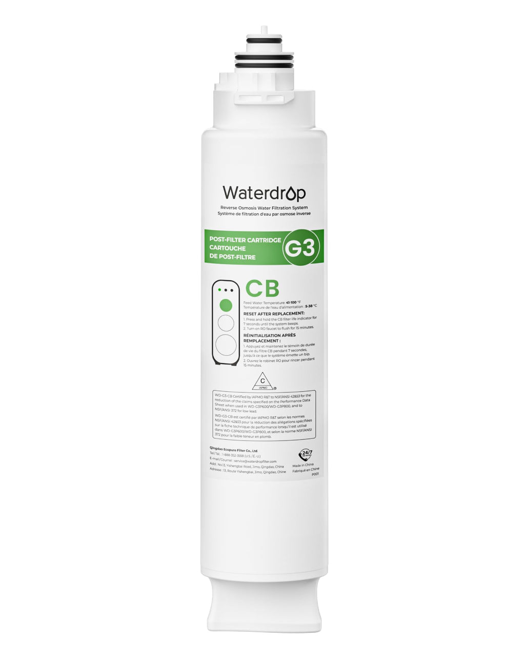 Waterdrop G3-N3CB Filter, Replacement for Waterdrop G3-W & G3P600 & G3P800 Reverse Osmosis System, 12-month Lifetime