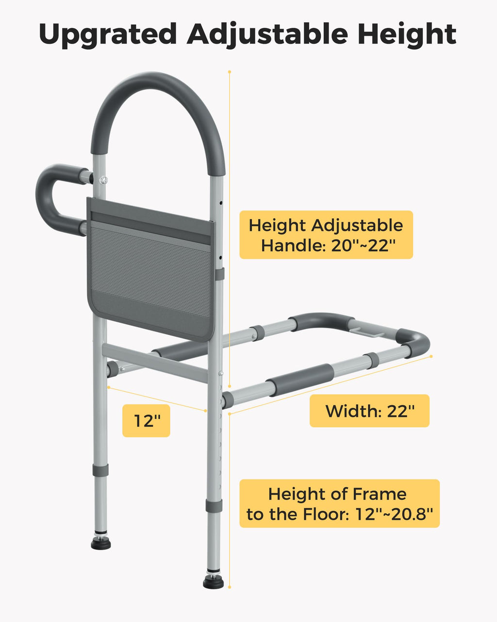 Bed Rails for Elderly Adults Safety, Bedrails for Elderly Adults Grab Bar Bed Handrails, Cane for Seniors with Non-Slip Ergonomic Handle and Storage Pocket, Fit Twin, Full, Queen, King
