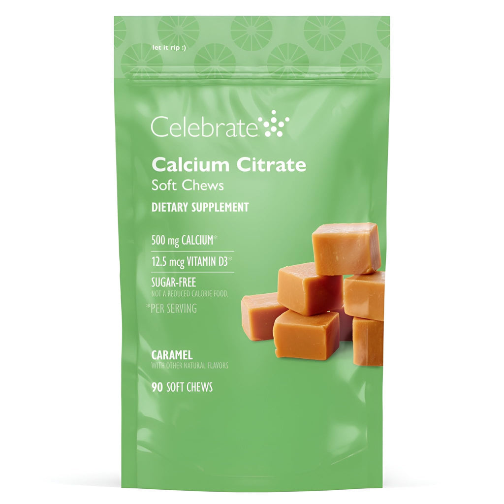 Celebrate Vitamins Bariatric 500mg Calcium Citrate Soft Chews with 500 IU Vitamin D3 – Essential for Gastric Bypass Patients & Bone Health - Sugar & Gluten Free, Caramel (90 Chews)