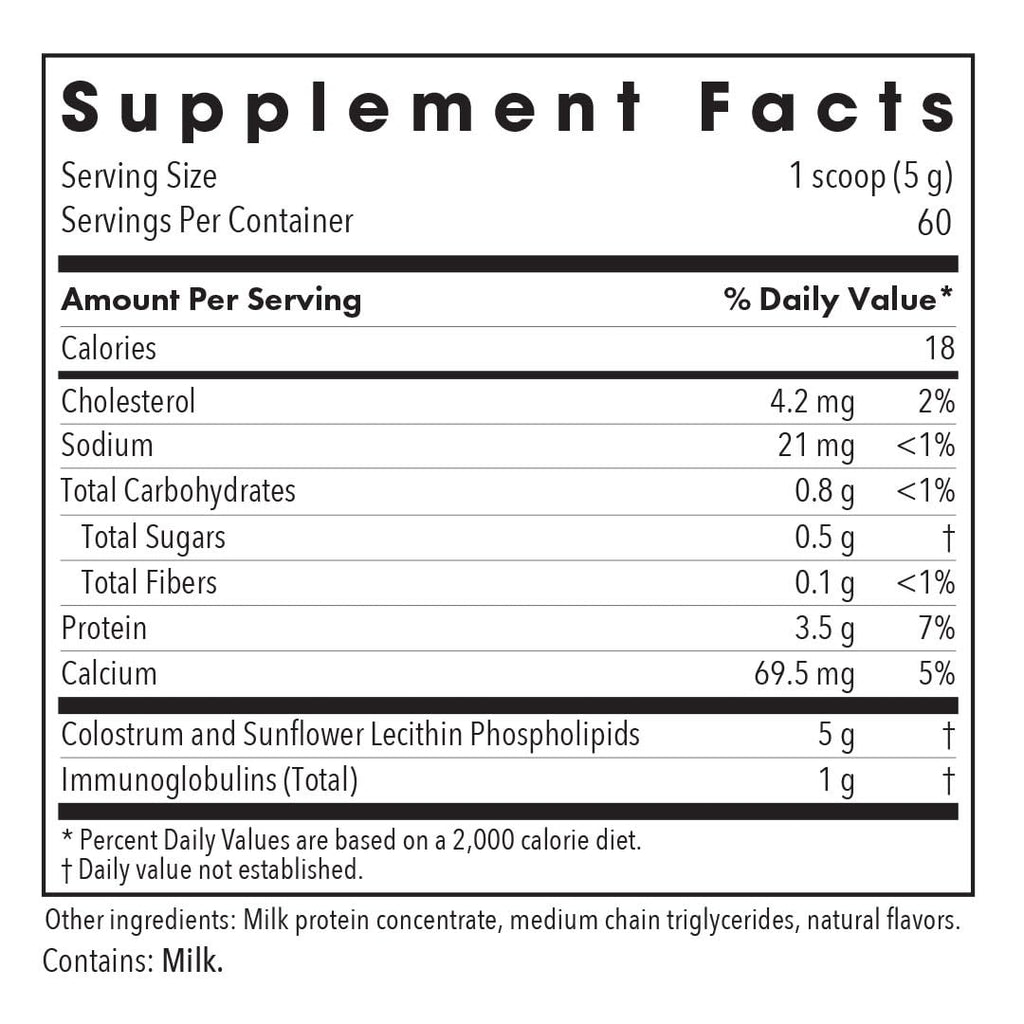Allergy Research Group ARG Phospholipid Colostrum Powder - Bovine Colostrum Supplement - Immune & Gut Health Support - Sunflower Phospholipid Delivery - Hypoallergenic - 60 Servings - 300 g