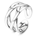 ZELORES Adjustable 925 Sterling Silver Celtic Knot Rings Open Knuckle Rings for Women Thumb Finger Rings Minimalist Cross Line Band Rings (Silver)