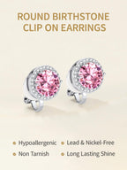 FindChic April Diamond Clip On Earrings for Women Silver Birthstone