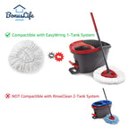 BonusLife Replacement Part Set for Oceda EasyWring Spin Mop 1-Tank System Only, 1 Handle, 1 Base, 4 Refills